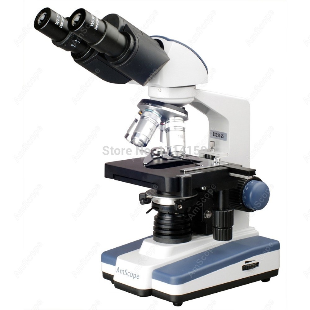 مجهر مركب ثنائي العينية LED لل - مراجعة Amscope Microscope Compound 40X-1000X وسعره